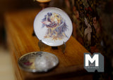 1:12 Miniature Ceramic Wall Plate with Metal Stand Dog Wall Plate (e) - E086