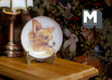 1:12 Miniature Ceramic Wall Plate with Metal Stand Dog Wall Plate (c) - E086