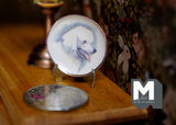1:12 Miniature Ceramic Wall Plate with Metal Stand Dog Wall Plate (d) - E086