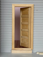 1:12 Dollhouse 5 Panel Door with Back Trim , Unfinished Miniature Interior Door Frame - I002