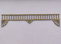1:12 scale miniature unpainted spool spindle porch trim with scrolled corner brackets, lying on a light background