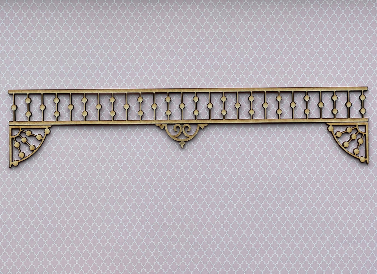 1:12 Scale Miniature Unpainted Spool Spindle Porch Trim, 10 inch wide, DIY Dollhouse Supply