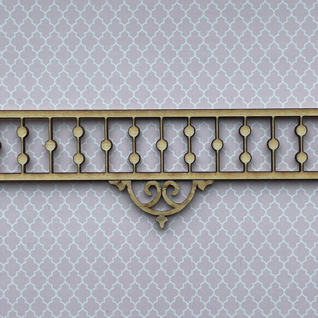 1:12 Scale Miniature Unpainted Spool Spindle Porch Trim, 10 inch wide, DIY Dollhouse Supply