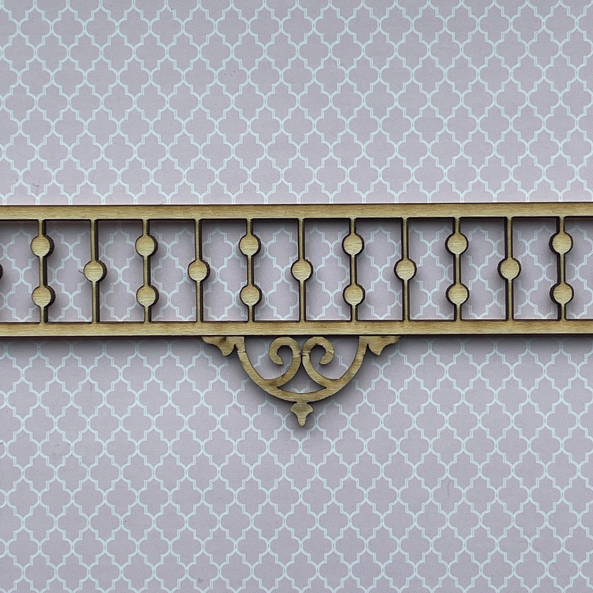 1:12 Scale Miniature Unpainted Spool Spindle Porch Trim, 10 inch wide, DIY Dollhouse Supply