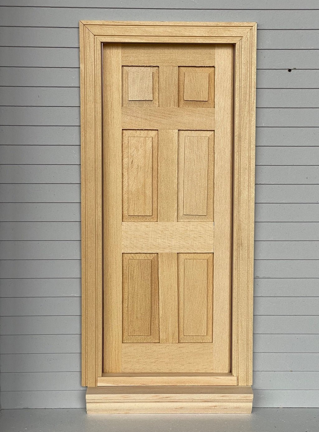 1:12 Scale Miniature Unfinished Dollhouse Classic 6 Panel Interior Door with Back Trim, 7-3/16 inch high