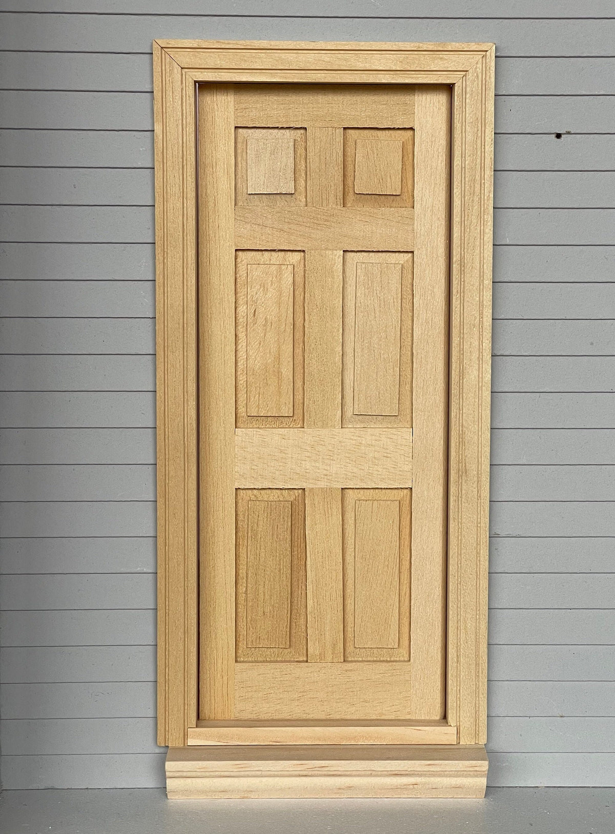 1:12 Scale Miniature Unfinished Dollhouse Classic 6 Panel Interior Door with Back Trim, 7-3/16 inch high