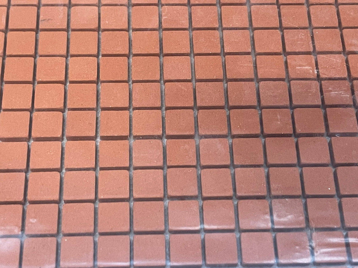 1:12 Scale Miniature Square Clay Brick Sheet on Mesh, Kiln Fired, 3/8 inch Bricks, 12 x 6 inch, DIY Dollhouse Supply