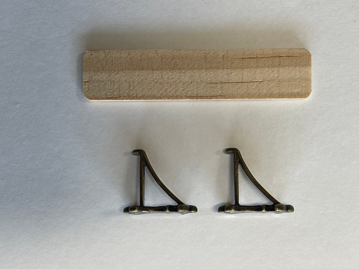 Dollhouse Supplies Wood Shelf with Metal Brackets and Nails 1:12 Scale Wall Shelf Wall Rack 2-5/16 inch wide - F048