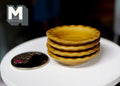 1:12 Scale Miniature Ceramic Plates with Rim, Set of 4, 1-5/16 inch dia., DIY Dollhouse Supply (mustard yellow)