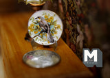 1:12 Miniature Ceramic Wall Plate with Metal Stand Bird Wall Plate (c) - E086