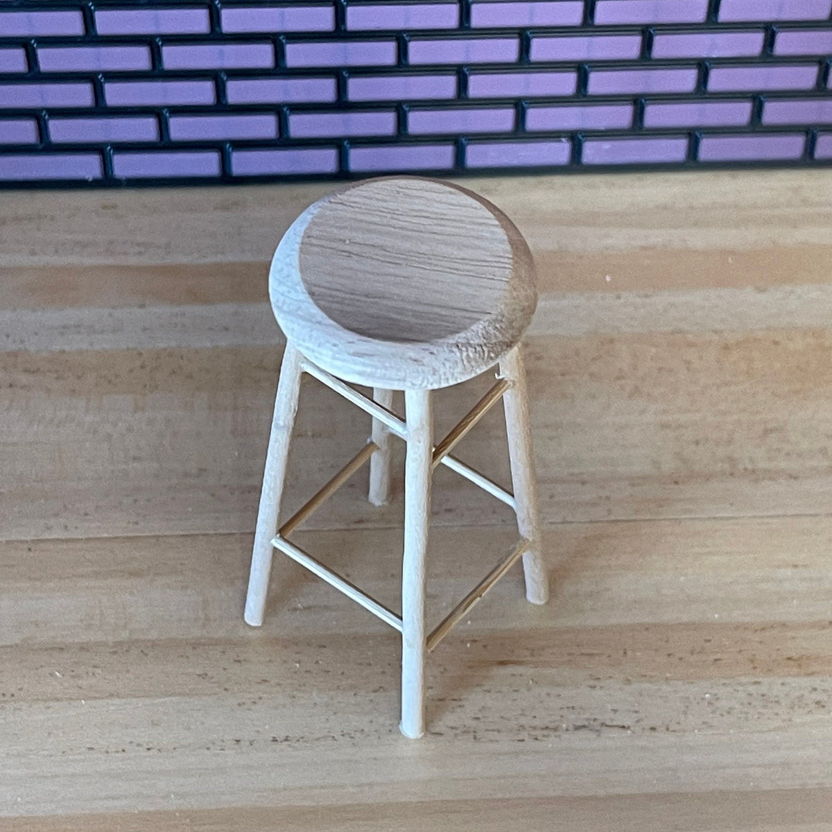 1:12 Scale Miniature Unpainted Wood Round Bar Stool, 3 inch tall, DIY Dollhouse Supply (tall)