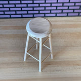 1:12 Miniature Unfinished Bar Stool , Tall Round Stool , Dollhouse Supplies Bar Stool (Tall) D057