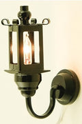 1:12 Scale Miniature Coach Wall Lamp with Clear Glass Panels, 12 Volt, 1-9/16 inch tall, DIY Dollhouse Supply (black)