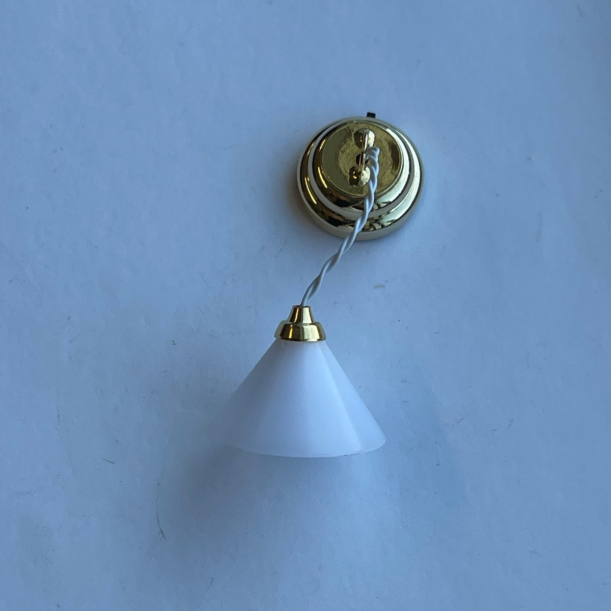 1:12 Scale Miniature Hanging Ceiling Lamp, Frosted Cone Shade, Battery Powered, 1-11/16 inch tall, DIY Dollhouse Supply