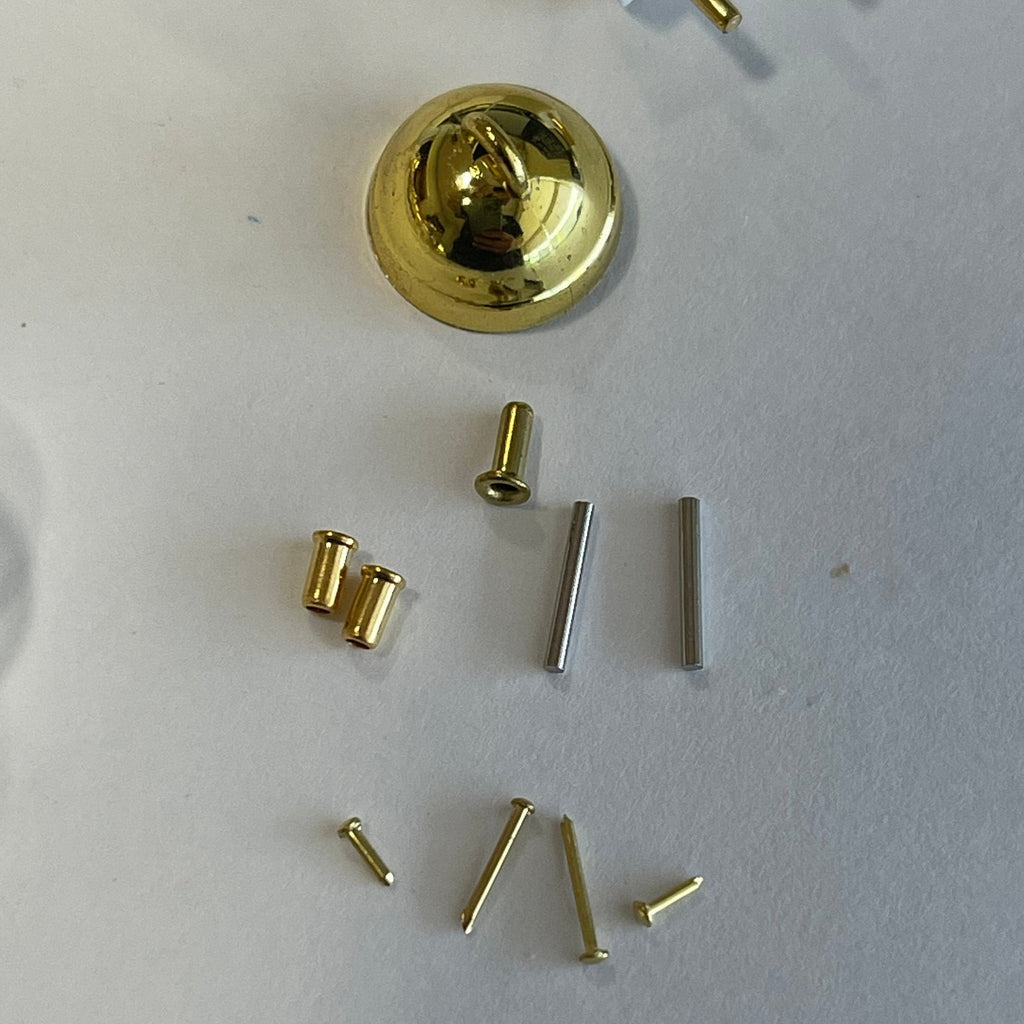 1:12 Scale Miniature Brass Globe Chandelier, 2 Arms, Clear Glass Globes, 12V LED, 2-5/8 inch tall, DIY Dollhouse Supply