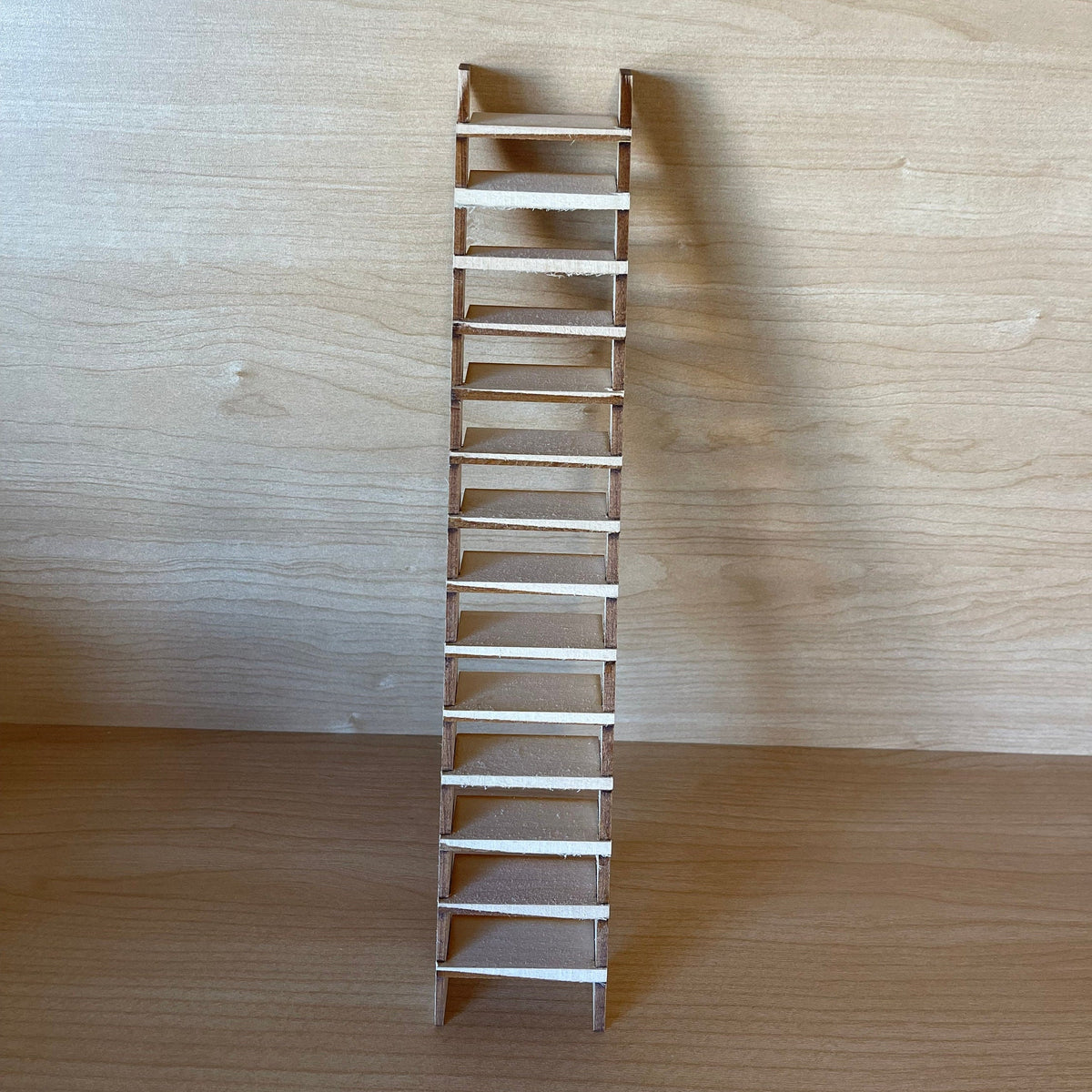1:12 Scale Miniature Dollhouse Narrow Wood Staircase for 10 Inch Ceiling, 65 Degree, 11-1/8 inch tall