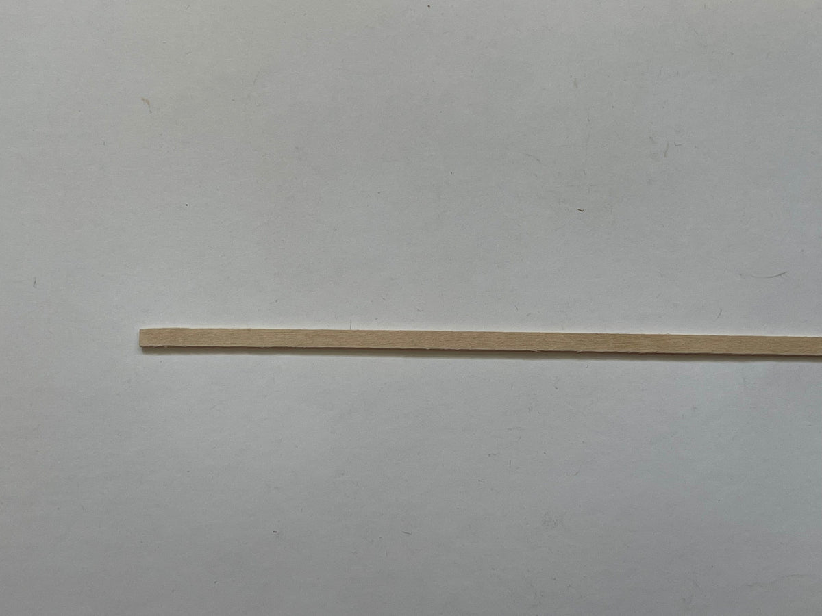 Miniature Thin Flat Wood Strips for Dollhouse Door and Window Trim, Set of 12, 1/8 x 1/32 inch, 12 inch long