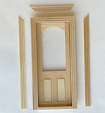 1:12 Dollhouse Glazed Door Panel with Back Trim DIY Miniature Unfinished Door Frame