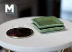 1:12 Scale Miniature Ceramic Square Plates, Set of 2, 1 inch wide, DIY Dollhouse Supply (celadon green)
