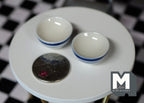 1:12 Scale Miniature Ceramic Bowls, Set of 2, 7/8 inch dia., DIY Dollhouse Supply (blue stripe)