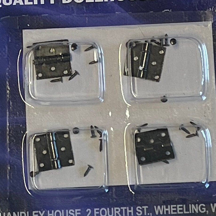 1:12 Scale Miniature 3 Knuckle Butt Hinges with Screws, Set of 4, 3/8 inch tall, DIY Dollhouse Supply (oil rubbed bronze)