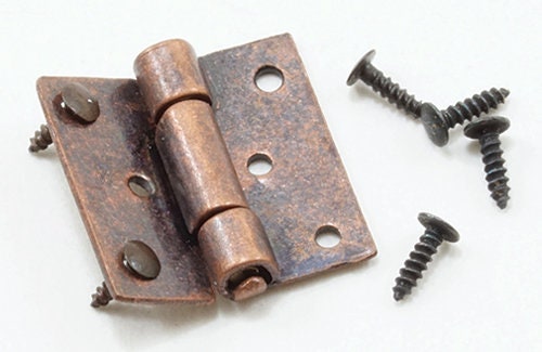1:12 Scale Miniature 3 Knuckle Butt Hinges with Screws, Set of 4, 3/8 inch tall, DIY Dollhouse Supply (oil rubbed bronze)