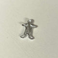 1:12 scale miniature metal Santa cookie cutter in silver, shown lying on a white surface