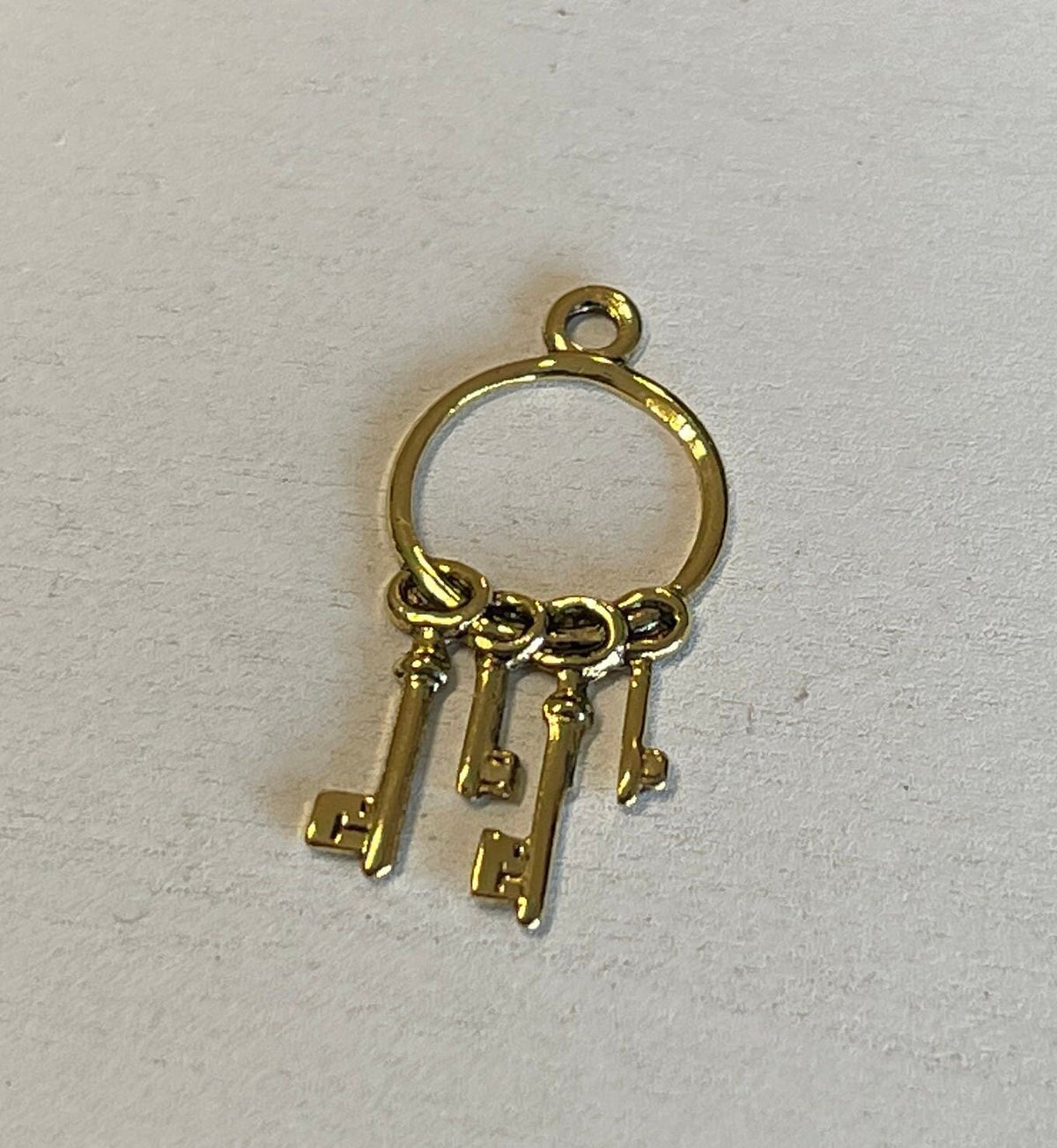 1:12 Scale Miniature Skeleton Keys on Ring, 3 Keys, 1 inch tall, DIY Dollhouse Supply (gold) (all in 1 piece)