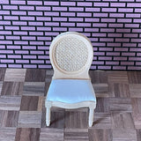 1:12 Dollhouse Miniature Wooden Chair with Hemp Woven Back and Cushion Seating Pad - Unfinished Furniture