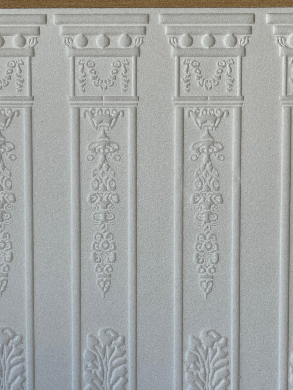 1:12 Scale Miniature Ornate Pilaster Wall Panel, Embossed Foam Board, 13-1/2 x 9-3/4 inch, DIY Dollhouse Supply