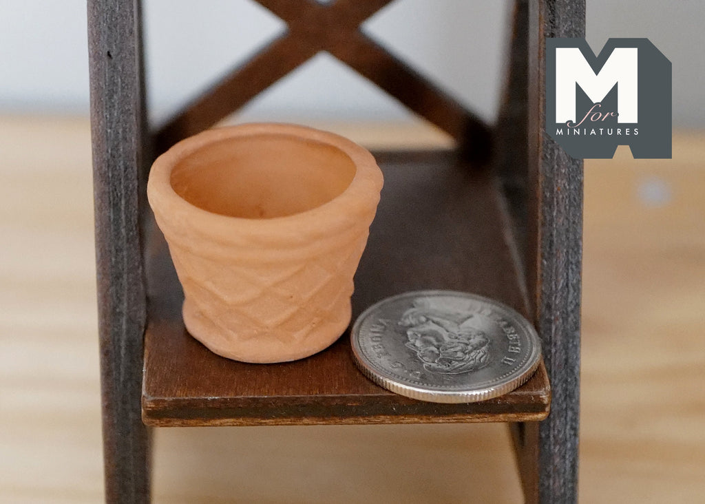 1:12 Dollhouse Miniature Clay Pottery Planter, clay flower pot gardening 1 12 scale miniature plants container - B090