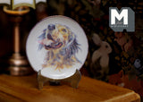 1:12 Miniature Ceramic Wall Plate with Metal Stand Dog Wall Plate (e) - E086