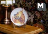 1:12 Miniature Ceramic Wall Plate with Metal Stand Dog Wall Plate (f) - E086