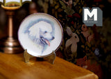 1:12 Miniature Ceramic Wall Plate with Metal Stand Dog Wall Plate (d) - E086