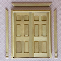 1:12 Dollhouse Double Entry 6 Panel Door with Interior Trim , Unfinished Door Frame - I027