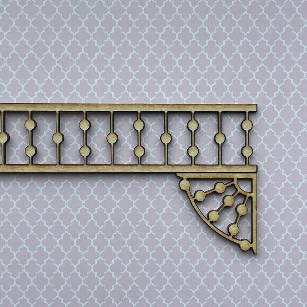1:12 Scale Miniature Unpainted Spool Spindle Porch Trim, 10 inch wide, DIY Dollhouse Supply