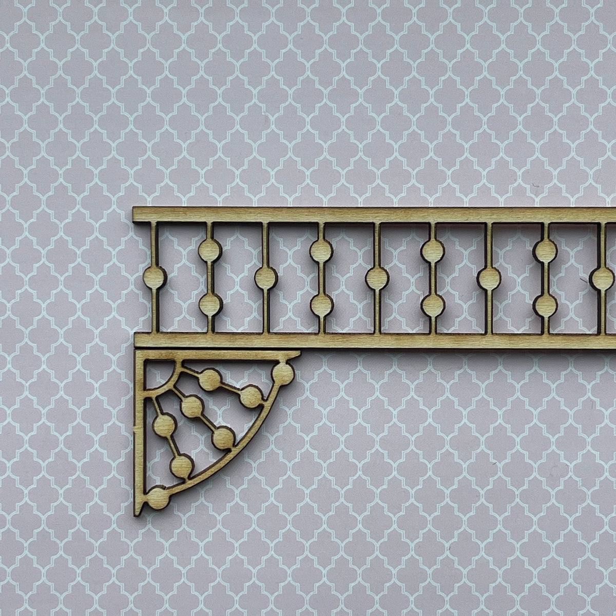 1:12 Scale Miniature Unpainted Spool Spindle Porch Trim, 10 inch wide, DIY Dollhouse Supply