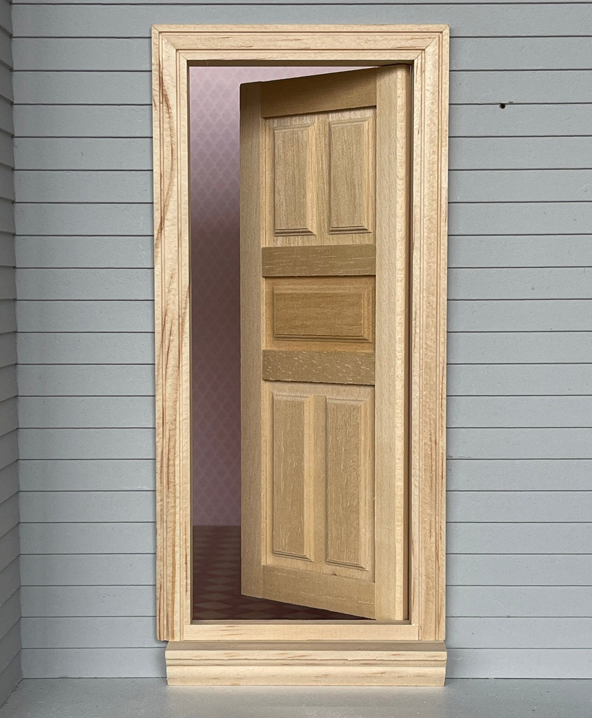 1:12 Scale Miniature Unpainted Dollhouse 5 Panel Interior Door with Back Trim, 7-3/16 inch high