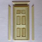 Porte intérieure miniature classique à 6 panneaux pour maison de poupée à l'échelle 1:12, non peinte, avec moulure arrière, 18,3 cm (7-3/16 pouces) de hauteur