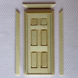 1:12 Dollhouse Classic 6 Panel Door with Back Trim , Unfinished Miniature Interior Door Frame - J002