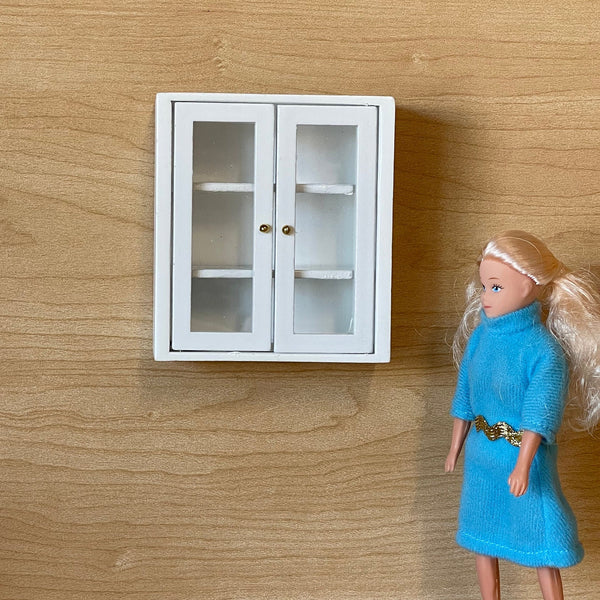 1:12 Scale Miniature Swing Door Wall Cabinet with 3 Shelves , Dollhouse Wall Cabinet , Kitchen Wall Shelf , Medicine Cabinet - D022