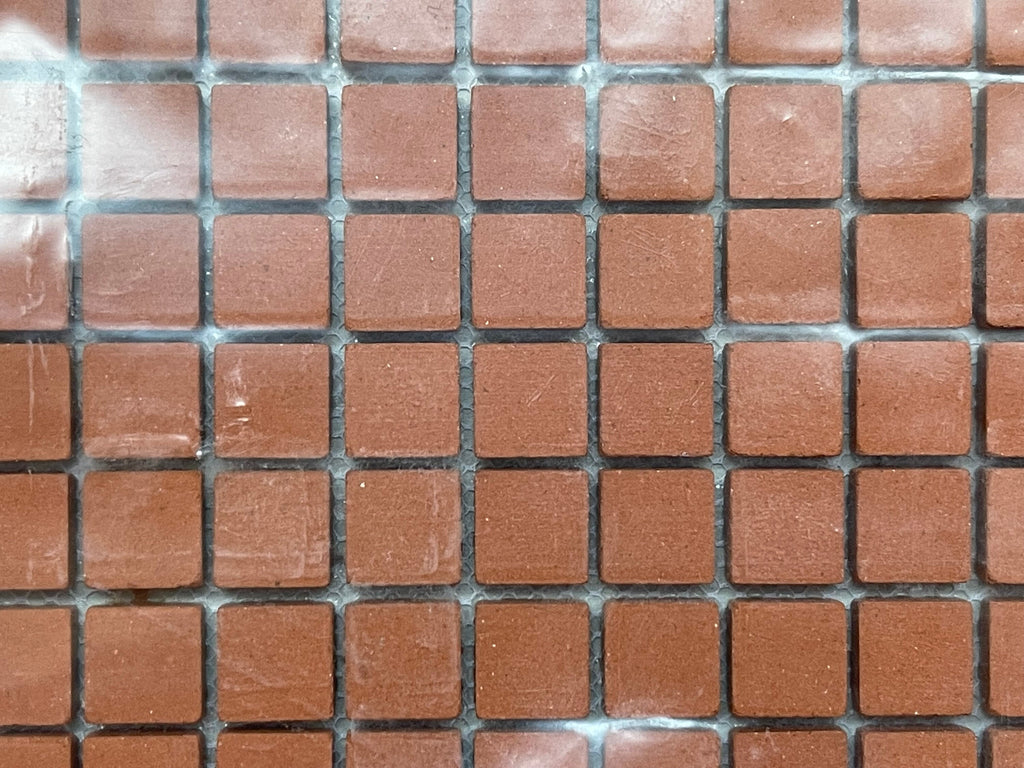 1:12 Scale Miniature Square Clay Brick Sheet on Mesh, Kiln Fired, 3/8 inch Bricks, 12 x 6 inch, DIY Dollhouse Supply