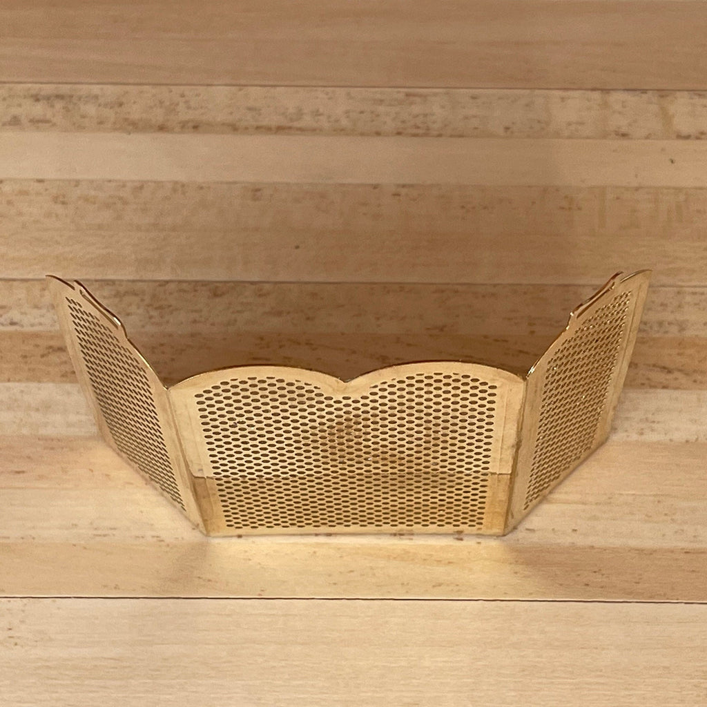 1:12 Scale Miniature Folding Fireplace Screen, 3 Panels, Arched Top, 2-5/8 inch tall, DIY Dollhouse Supply (brass)