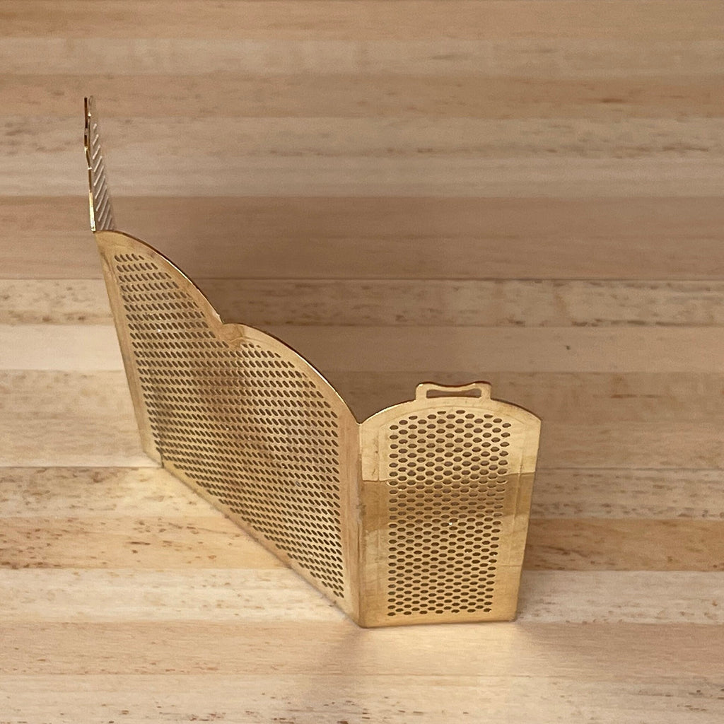 1:12 Scale Miniature Folding Fireplace Screen, 3 Panels, Arched Top, 2-5/8 inch tall, DIY Dollhouse Supply (brass)