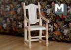 1:12 Scale Miniature Unpainted Wood Dining Chair, Tall Back, 3-7/8 inch tall, DIY Dollhouse Supply