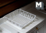 Dollhouse Supplies Miniature Dish Drainer with Mat 1:12 Scale Metal Dish Rack (white) - F061