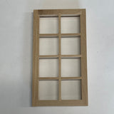 1" Scale Dollhouse Window Panel with Inner Side Jambs , Unfinished Standard 4 x 2 Window Frame - I021