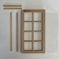 1" Scale Dollhouse Window Panel with Inner Side Jambs , Unfinished Standard 4 x 2 Window Frame - I021