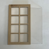 1" Scale Dollhouse Window Panel with Inner Side Jambs , Unfinished Standard 4 x 2 Window Frame - I021