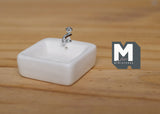 1:12 Dollhouse miniature ceramic bathroom vessel sink with silver style faucet (square) D104